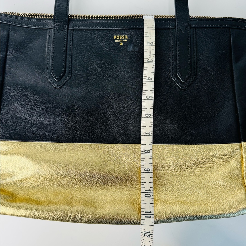 Fossil Leather Shopper Tote in gold/black - Picture 12 of 12